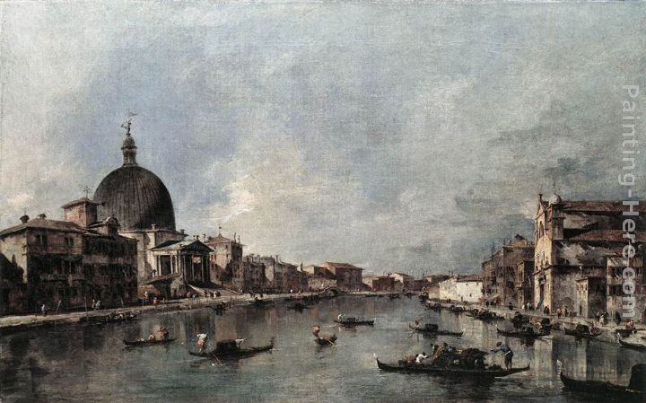 The Grand Canal with San Simeone Piccolo and Santa Lucia painting - Francesco Guardi The Grand Canal with San Simeone Piccolo and Santa Lucia art painting